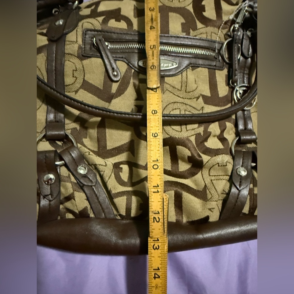 Etienne Aigner Brown Leather and Canvas Duffel Bag